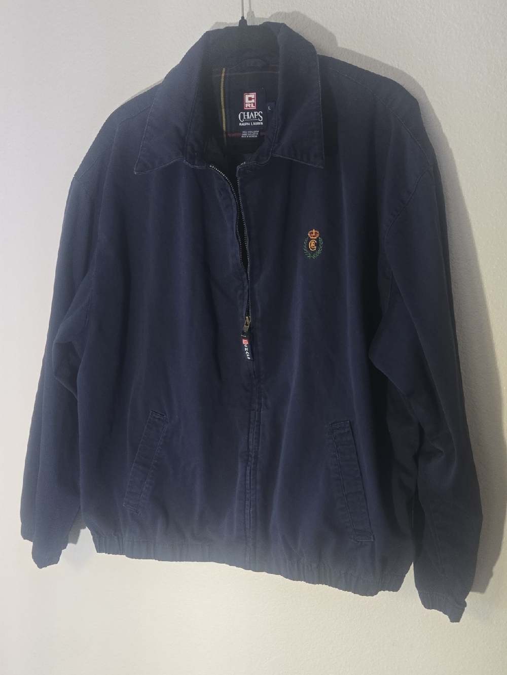Chaps Ralph Lauren Navy Zip-Front Lightweight Jacket with Crest